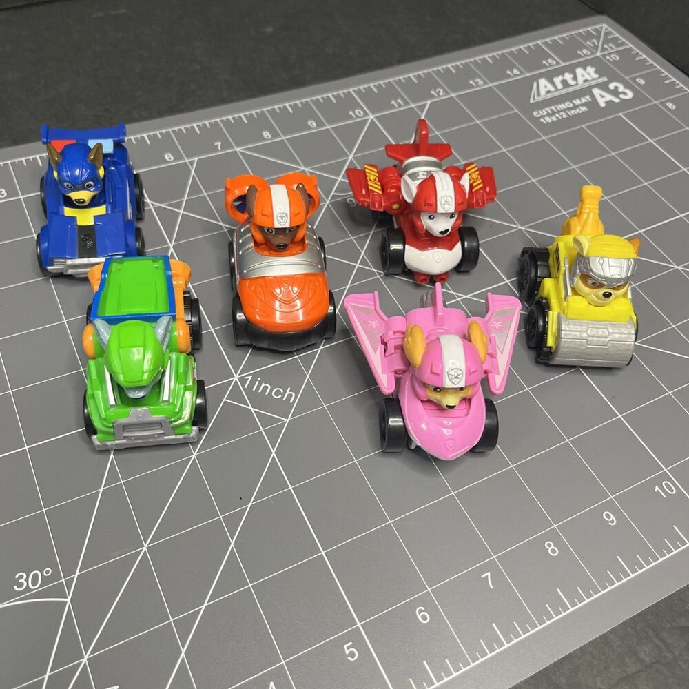 Paw Patrol Pup Squad Mighty Movie Mini Cars Lot of 6 Plastic Toy Cars